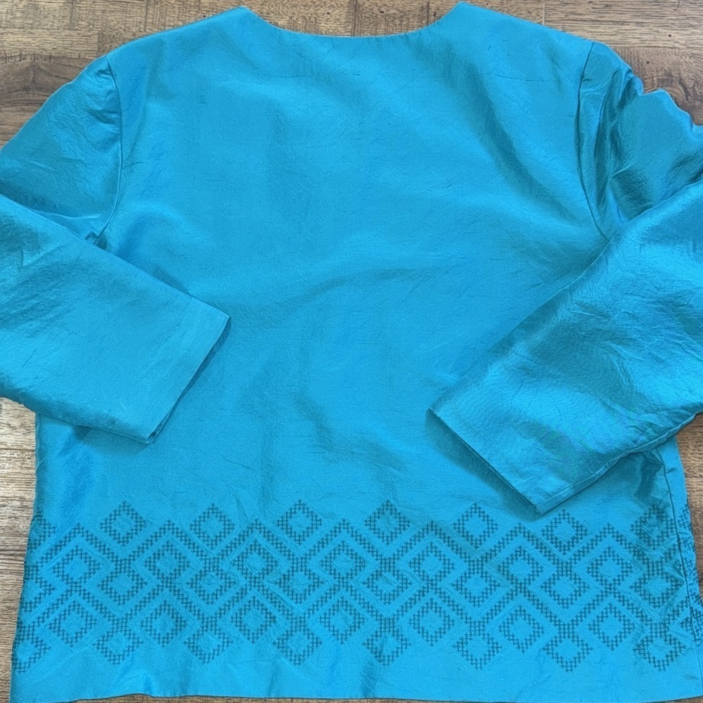 COLDWATER CREEK Teal Open-Front Blazer M